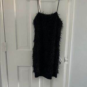 FOREVER 21 Black Fringe Spaghetti Strap Dress
